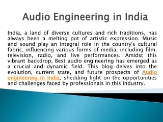 Best Institute for Sound Engineering Courses