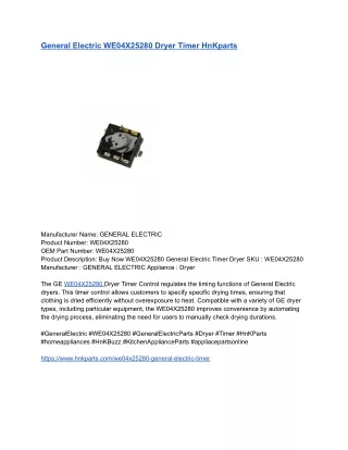 General Electric WE04X25280 Dryer Timer HnKparts