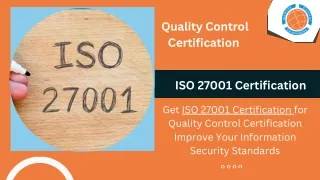 ISO 27001 Certification |  Quality Control Certification