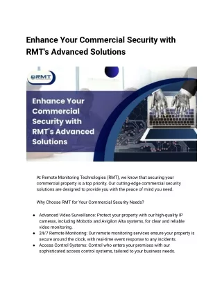 Enhance Your Commercial Security with RMT's Advanced Solutions