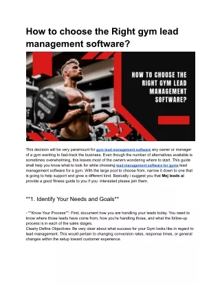 How to choose the Right gym lead management software