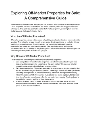 Exploring Off-Market Properties for Sale_ A Comprehensive Guide