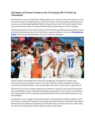 FIFA World Cup The Impact of Extreme Weather on Summer Soccer Tournaments