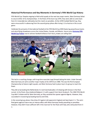 Historical Performance and Key Moments in Germany's FIFA World Cup History