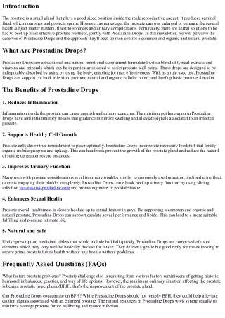 Prostadine Supplement: The Natural Solution for Optimal Prostate Wellness