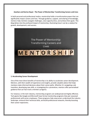 Zeeshan and Karina Hayat - The Power of Mentorship - Transforming Careers and Lives