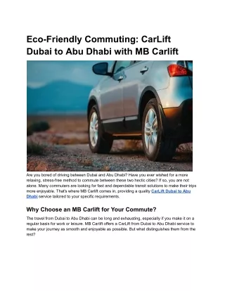 Eco-Friendly Commuting_ CarLift Dubai to Abu Dhabi with MB Carlift