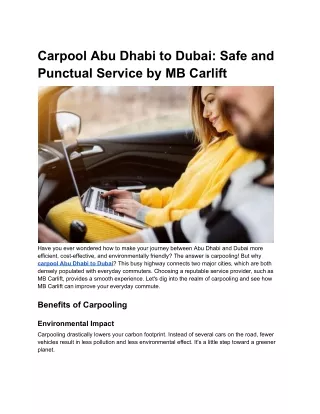 Carpool Abu Dhabi to Dubai_ Safe and Punctual Service by MB Carlift