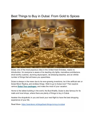 Best Things to Buy in Dubai: From Gold to Spices