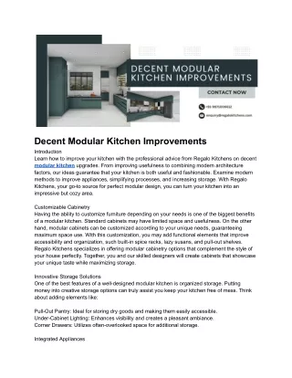 Decent Modular Kitchen Improvements