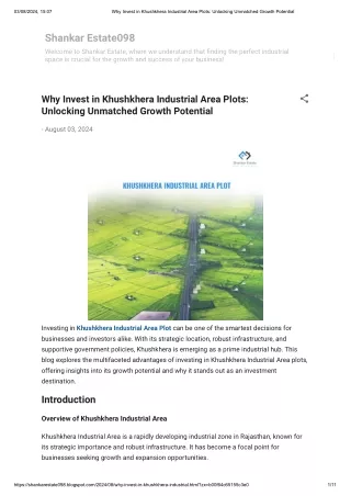 Why Invest in Khushkhera Industrial Area Plots_ Unlocking Unmatched Growth Potential