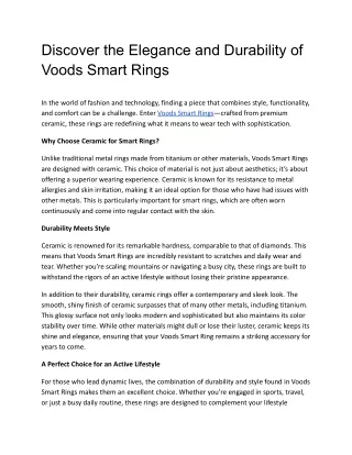 Discover the Elegance and Durability of Voods Smart Rings