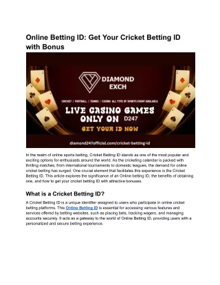 Online Betting ID_ Get Your Cricket Betting ID with Bonus