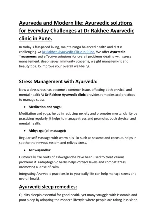 Ayurveda and Modern life blog