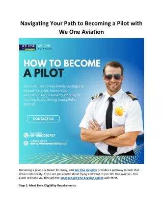 Navigating Your Path to Becoming a Pilot with We One Aviation