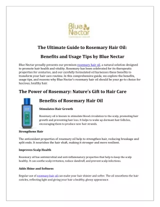 Guide to Rosemary Hair Oil