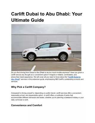 Carlift Dubai to Abu Dhabi_ Your Ultimate Guide