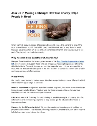 Join Us in Making a Change_ How Our Charity Helps People in Need
