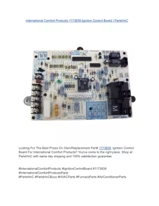 International Comfort Products 1173838-Ignition Control Board _ PartsHnC