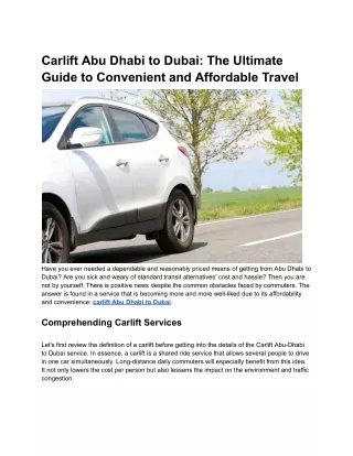 Carlift Abu Dhabi to Dubai_ The Ultimate Guide to Convenient and Affordable Travel