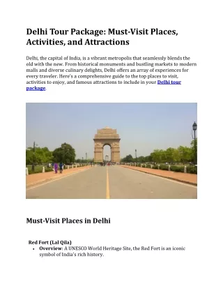 Delhi Tour Package: Must-Visit Places, Activities, and Attractions