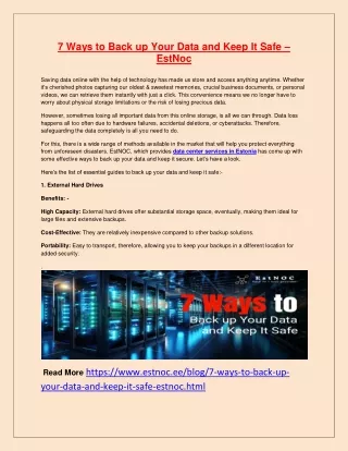 7 Ways to Back up Your Data and Keep It Safe –EstNoc