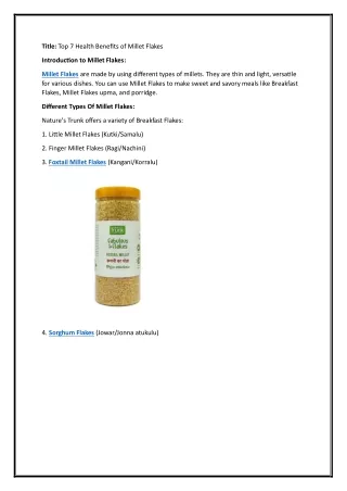 Top 7 Health Benefits of Millet Flakes