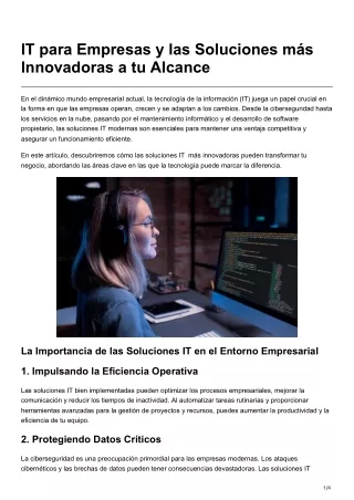 IT para Empresas y las Soluciones más Innovadoras a tu Alcance