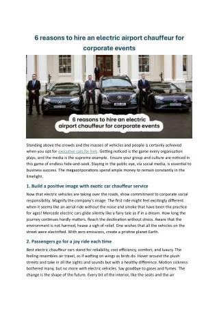 6 reasons to hire an electric airport chauffeur for corporate events