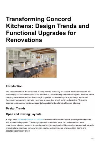 Transforming Concord Kitchens Design Trends and Functional Upgrades for Renovations