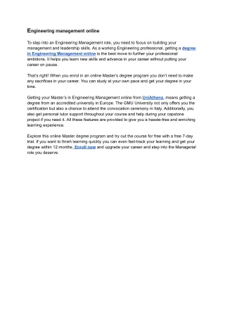 Engineering management online