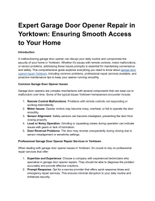 Garage door opener repair Yorktown