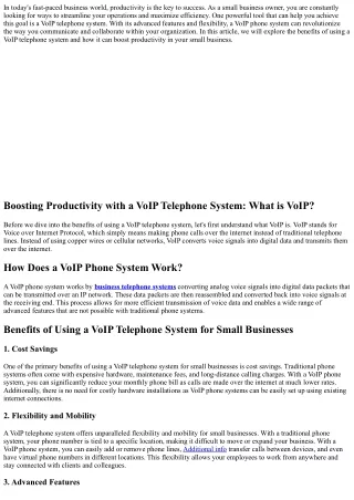 Boosting Productivity with a VoIP Telephone System