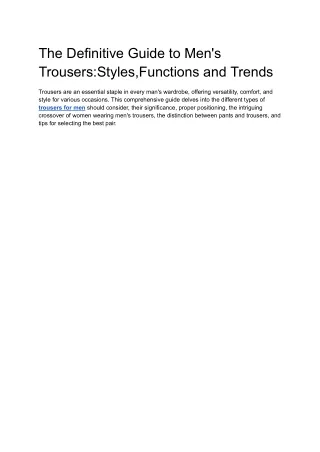 The Definitive Guide to Men's Trousers_ Styles, Functions, and Trends