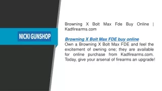 Browning X Bolt Max Fde Buy Online  Kadfirearms.com