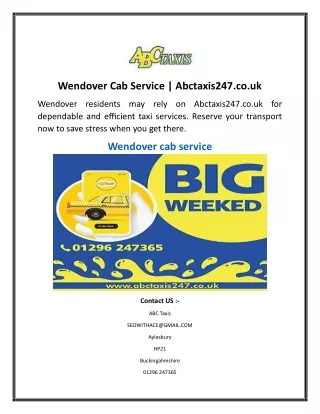 Wendover Cab Service  Abctaxis247.co.uk