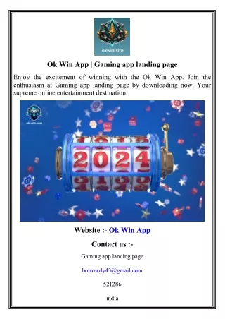 Ok Win App   Gaming app landing page