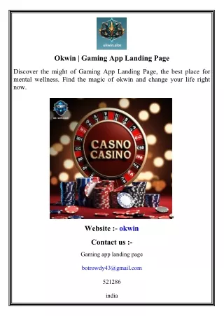 Okwin   Gaming App Landing Page