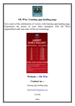 Ok Win   Gaming app landing page