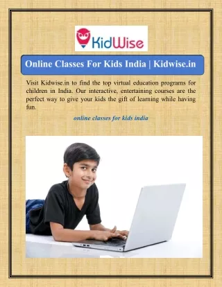 Online Classes For Kids India | Kidwise.in