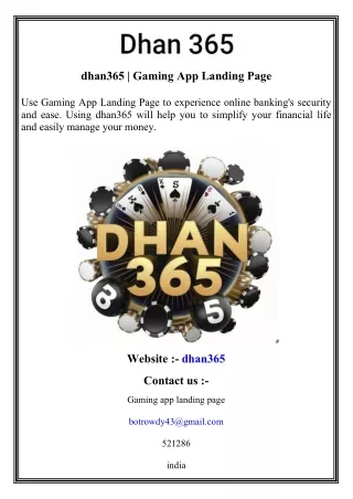 dhan365   Gaming App Landing Page