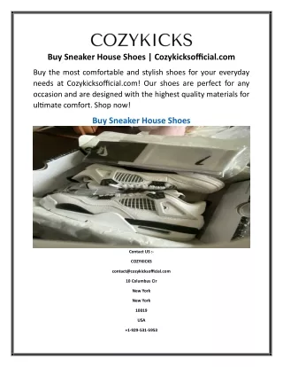 Buy Sneaker House Shoes  Cozykicksofficial.com