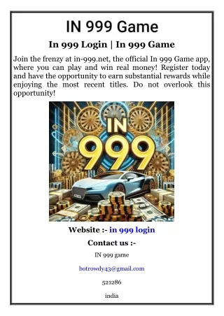 In 999 Login  In 999 Game