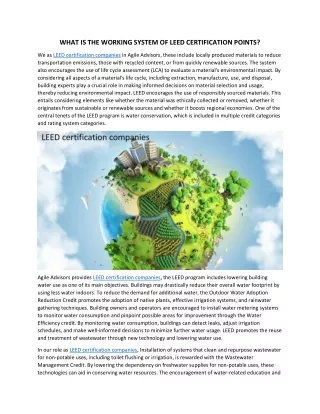 WHAT IS THE WORKING SYSTEM OF LEED CERTIFICATION POINTS