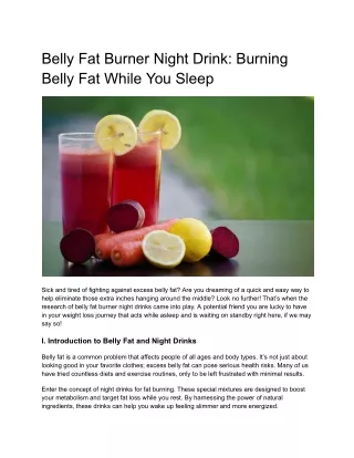 Belly Fat Burner Night Drink: Burning Belly Fat While You Sleep