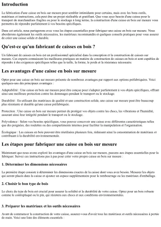 Comment Fabriquer une Caisse en Bois sur Mesure Parfaite