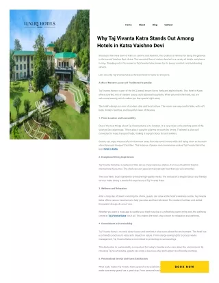 Why Taj Vivanta Katra Stands Out Among Hotels in Katra Vaishno Devi