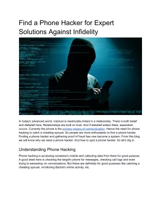 Find a Phone Hacker for Expert Solutions Against Infidelity