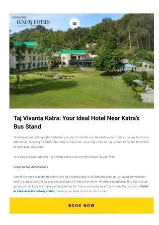 Taj Vivanta Katra Your Ideal Hotel Near Katra’s Bus Stand