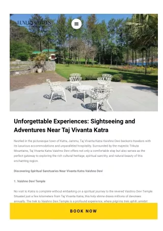 Unforgettable Experiences Sightseeing and Adventures Near Taj Vivanta Katra